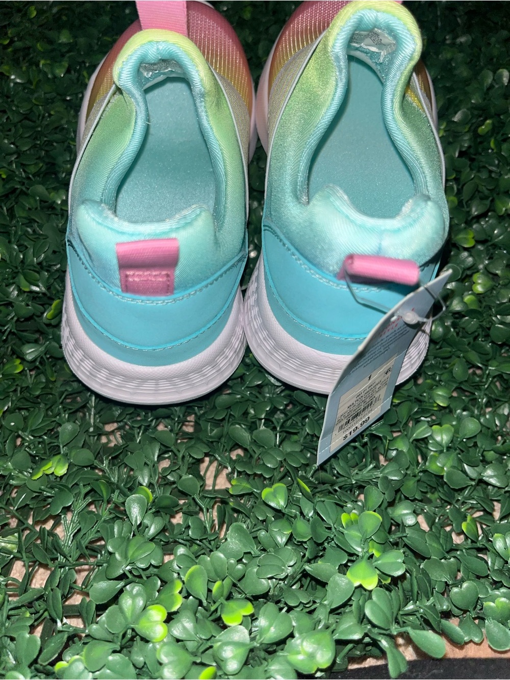1y cat and jack girls Pastel Rainbow Slip-On Sneakers - Pink, Yellow, Mint - Picture 5 of 5